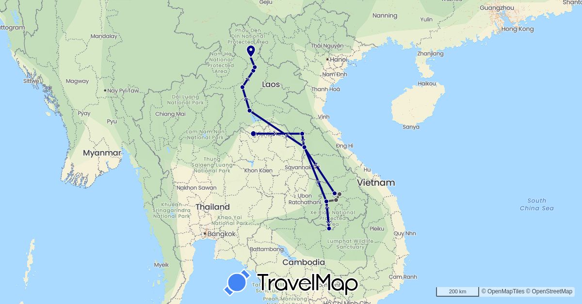 TravelMap itinerary: driving, motorbike in Laos (Asia)